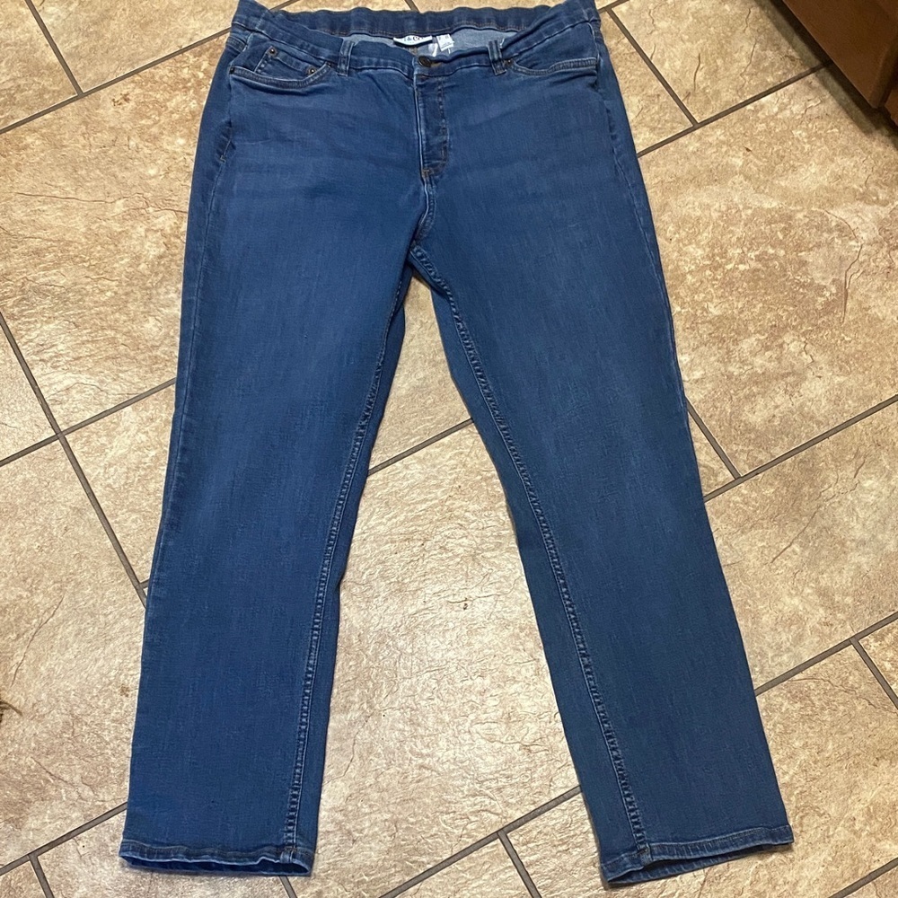 Stylish Blue Straight Leg Women's Size 18 Jeans Fall Chic Cotton
